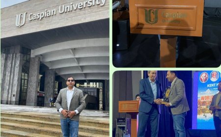 14 अंतरराष्ट्रीय देशों से हुए सम्मानित डॉ आदर्श त्रिपाठी अल्माटी के कैस्पियन यूनिवर्सिटी मैं हुए सम्मानित ।